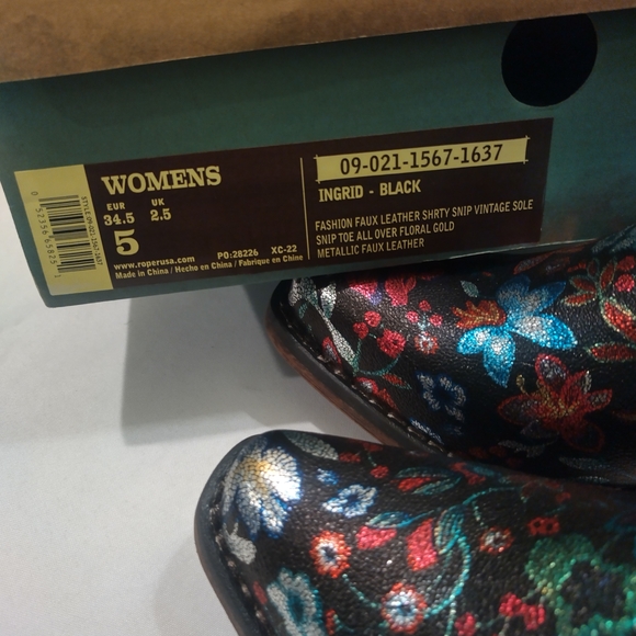 ROPER Womens Ingrid Floral Metallic Snip Toe Casual Boots Ankle Low Heel 1-2 New - Picture 6 of 6